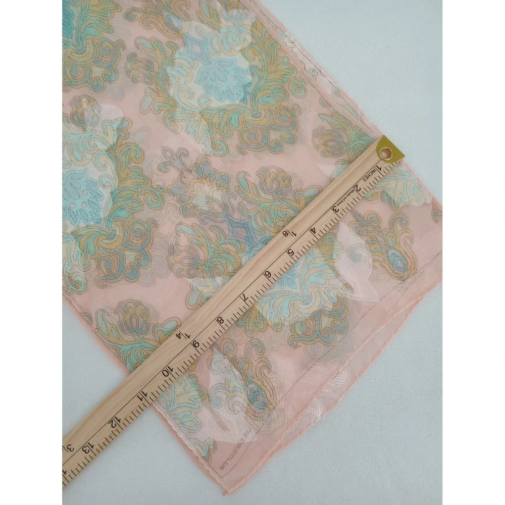 Vintage Liz Claiborne Scarf Women Pink Paisley Sheer Lightweight